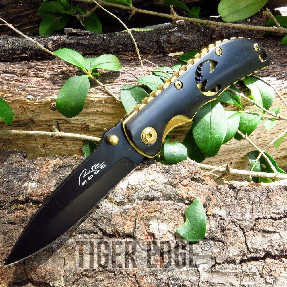 product image for Rite-Edge Black and Gold Folding Pocket Knife