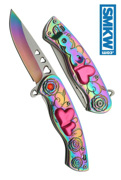 Rite Edge Cupid Folding Knife Rainbow Spectrum Titanium Nitride-Coated