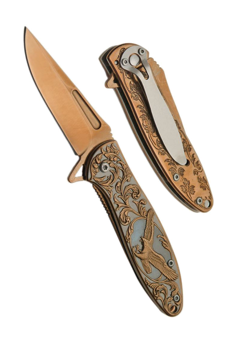 Rite-Edge Spring Assist Folding Pocket Knife Rose Gold EDC product image