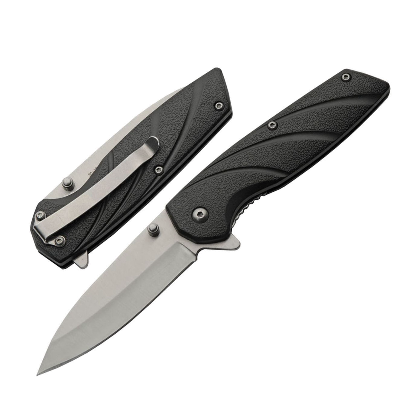 product image for Pocket Knife Compact Spring Assist 3 25 Blade ABS Handle Satin Finish Clip