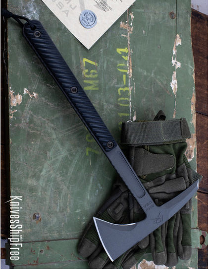 product image for RMJ Tactical Kestrel Feather 80CrV2 Black G-10 Tomahawk