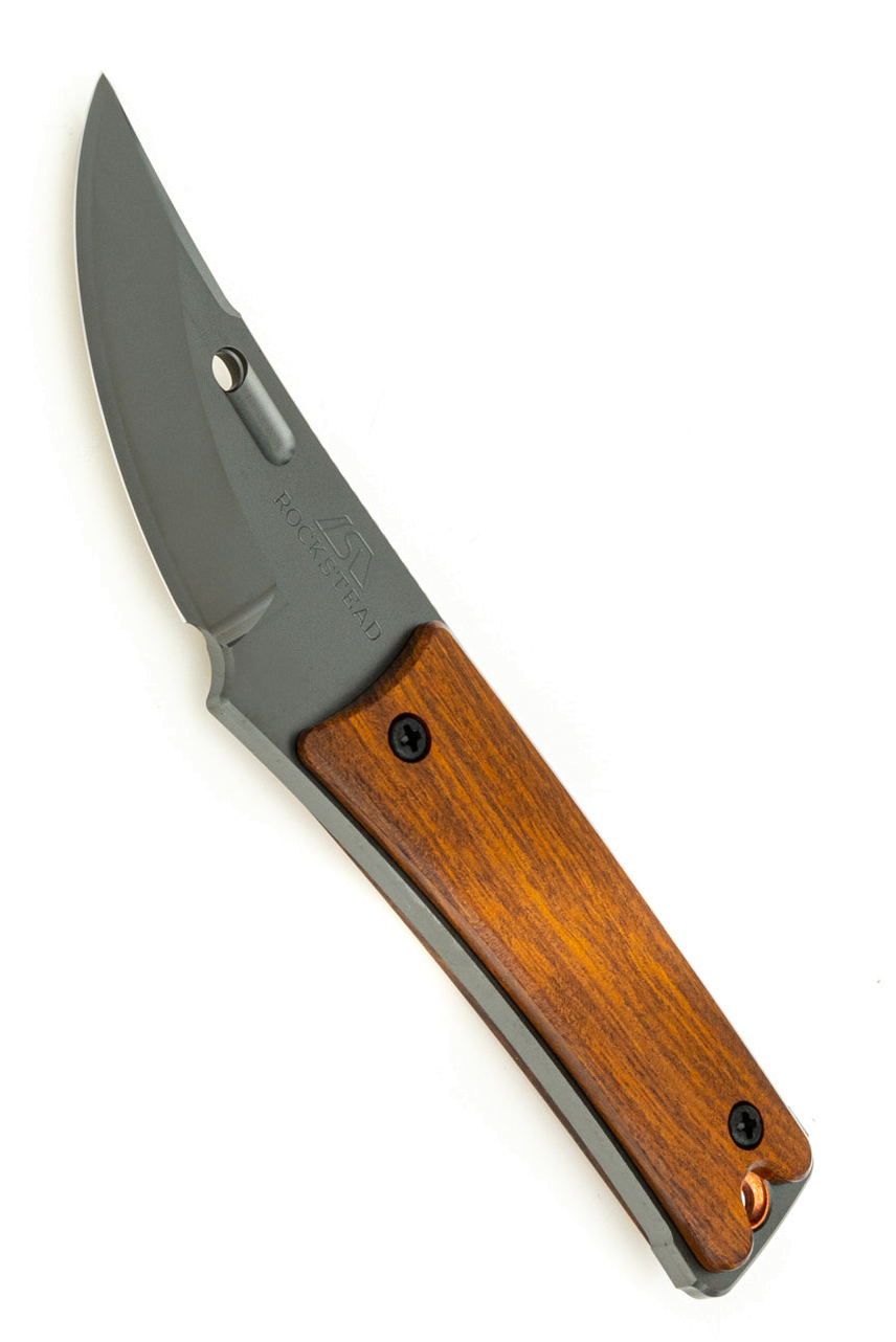 product image for Rockstead Chou Neck Knife DLC Black Blade Desert Ironwood Handle