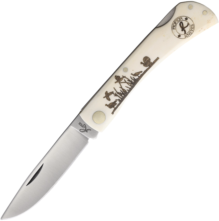 product image for Roper Knives White Mini Work Lockback 1065 Carbon Steel Blade