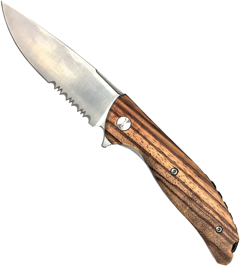 product image for Roper Knives Outlaw Linerlock Zebra Wood Handle D2 Tool Steel Blade