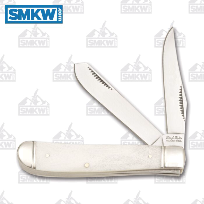 Rough Ryder White Smooth Bone Mini Trapper Folding Knife 440A