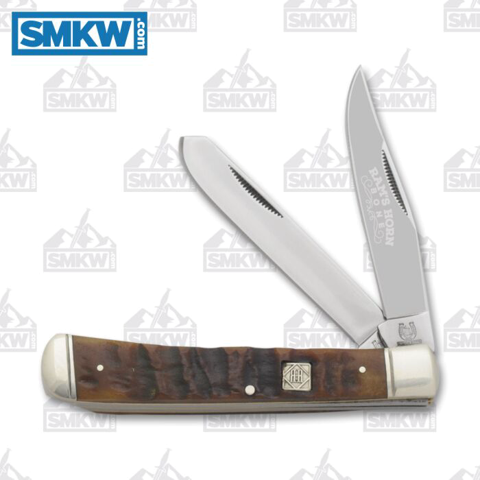 Rough Ryder Ram's Horn Bone Trapper Folding Knife 440A Stainless Steel