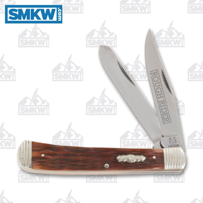 Rough Ryder Bolster Stripes Trapper Peach Seed Bone Folding Knife RR2037 product image