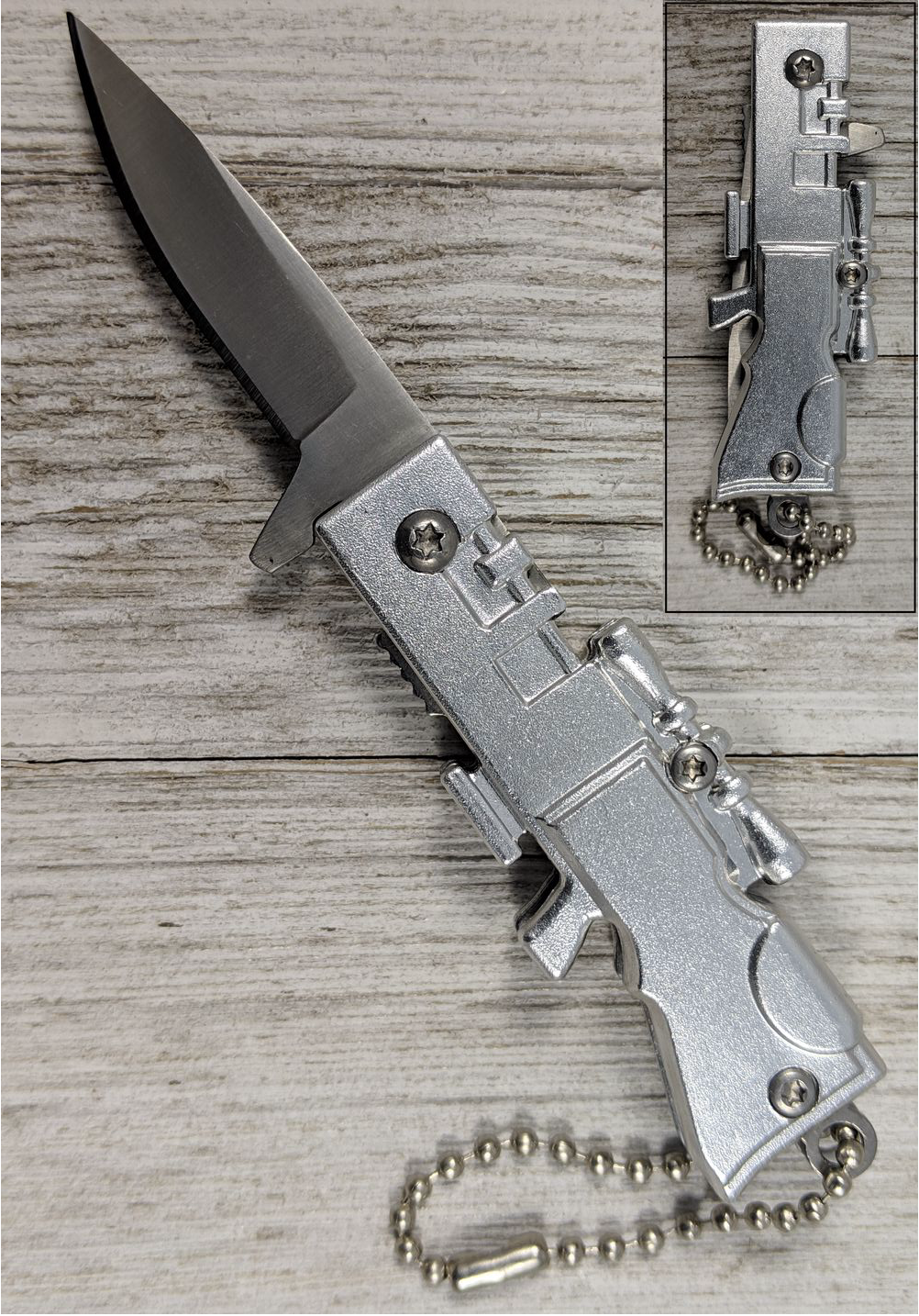 product image for Rtek Mini Silver Spring Assist Folding Keychain Knife
