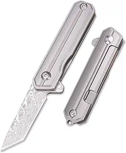 product image for Samior HY 004 Titanium Mini Pocket Knife Damascus Blade