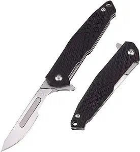 product image for Samior S102 Folding Pocket Knife with Replaceable Blade and G10 Handle