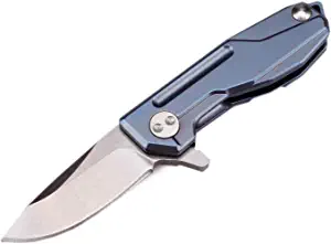 product image for Samior HY 002 Blue Titanium Handle Folding Pocket Knife