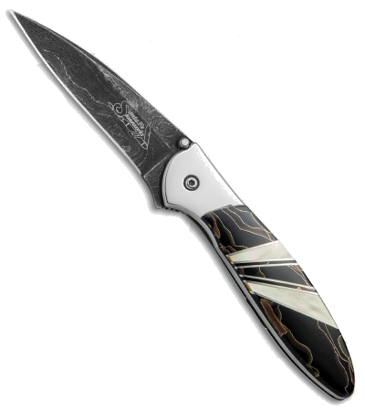 product image for Santa Fe Stoneworks Kershaw Leek A O Bronze Pearl Damascus Knife