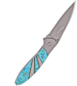 product image for Santa Fe Stoneworks Kershaw Leek Ken Onion Turquoise Mother Of Pearl Pocketknife