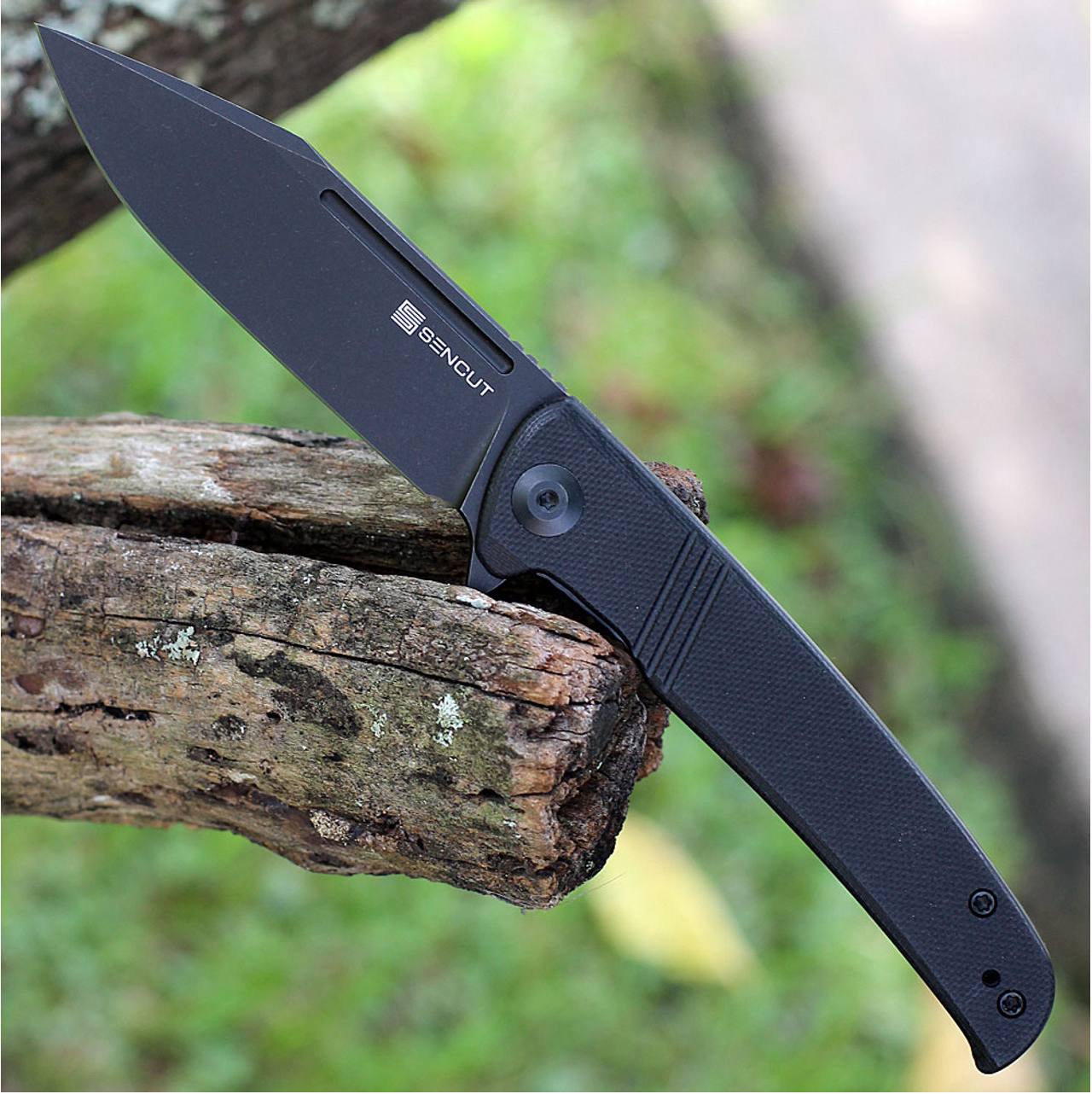 product image for Sencut Brazoria Black G-10 D2 Steel Flipper Knife
