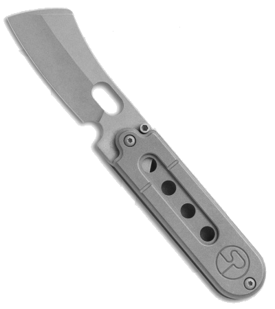 product image for Serge Panchenko Bean Cleaver Gen 2 Tumbled CPM-154 Steel Titanium Handle Folding Knife