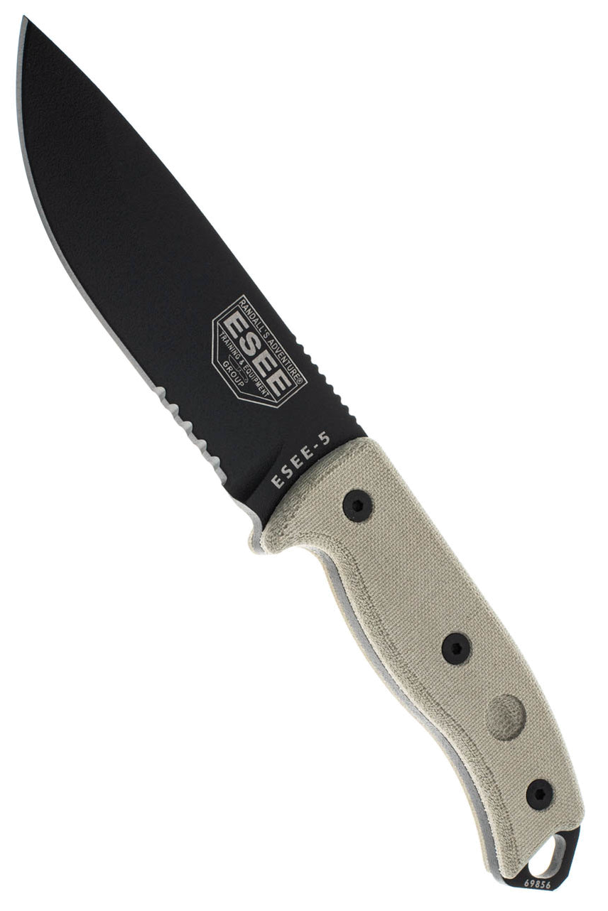 ESEE-5 Black Partially Serrated Knife product image