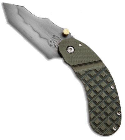 product image for Sheepdog Knives EDK Green G-10 Titanium Framelock Folding Knife 2.75" Hamon Finish