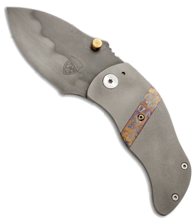 product image for Sheepdog Knives FH Folder Titanium Bead Blast Finish 1095 Steel Hamon Blade