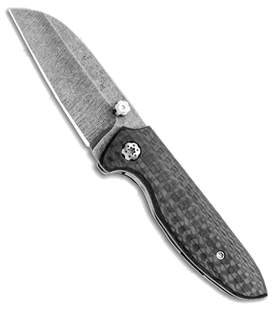 product image for Sheepdog Knives Mini Deviant AEB-L Steel Acid Wash Blade Carbon Fiber Handle Timascus Clip