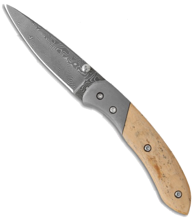 product image for Sheepdog Knives SF Sunday Folder Titanium Mammoth Damascus