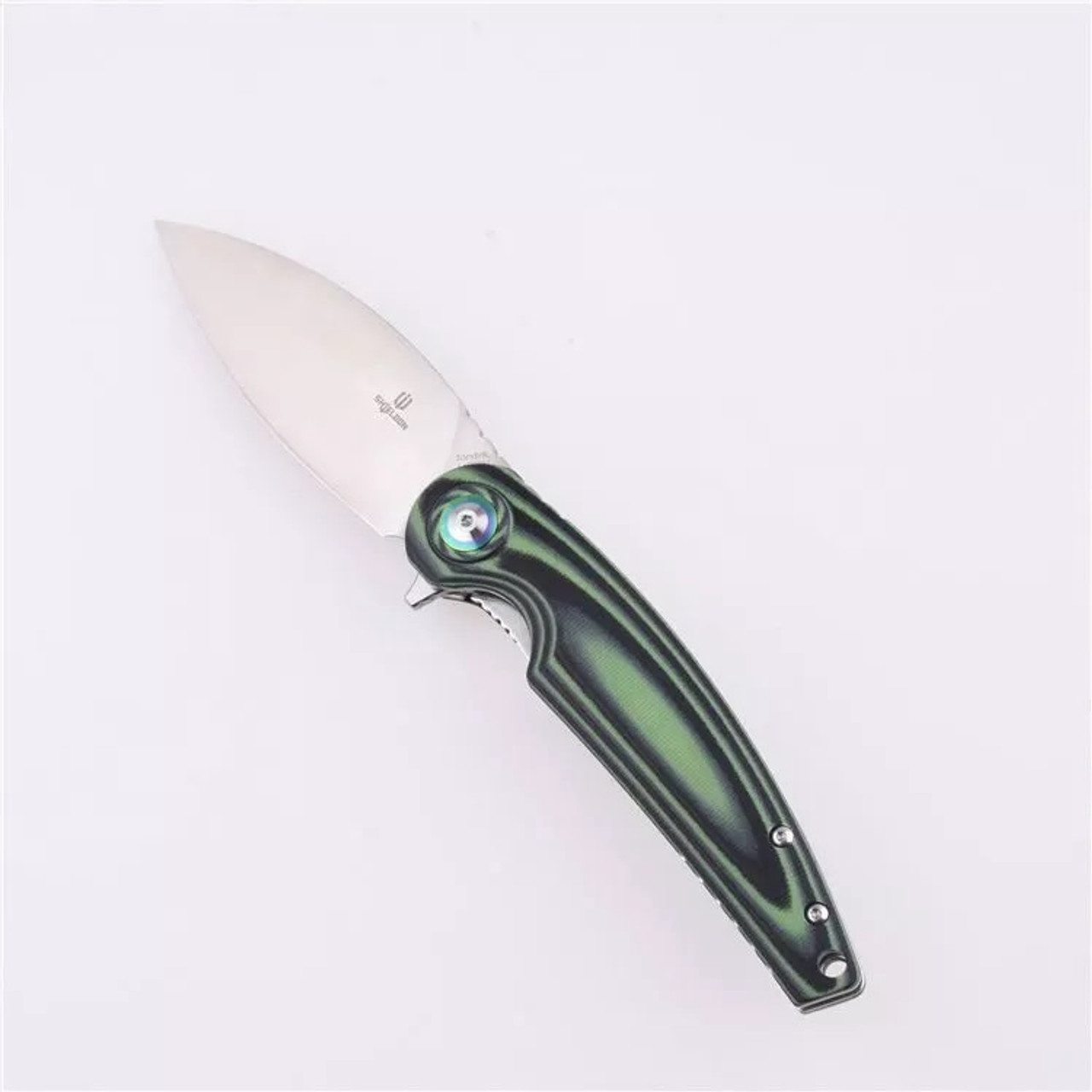 product image for Shieldon Black and Green Bulbasaur Linerlock 3.75" Sand Blast Finish 14C28N Stainless Blade