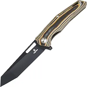 product image for SHIELDON Boa Pocket Knife Black 3 82 Tanto D2 Plain Blade G10 Handle Folding Knife