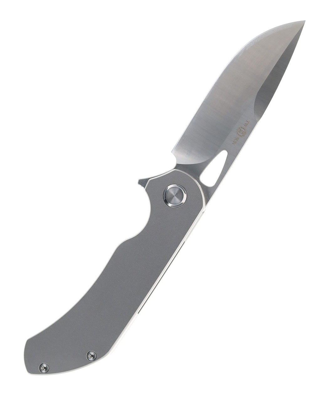 product image for Sig Gray Titanium Handle M390 Plain Edge Pocket Knife TS384