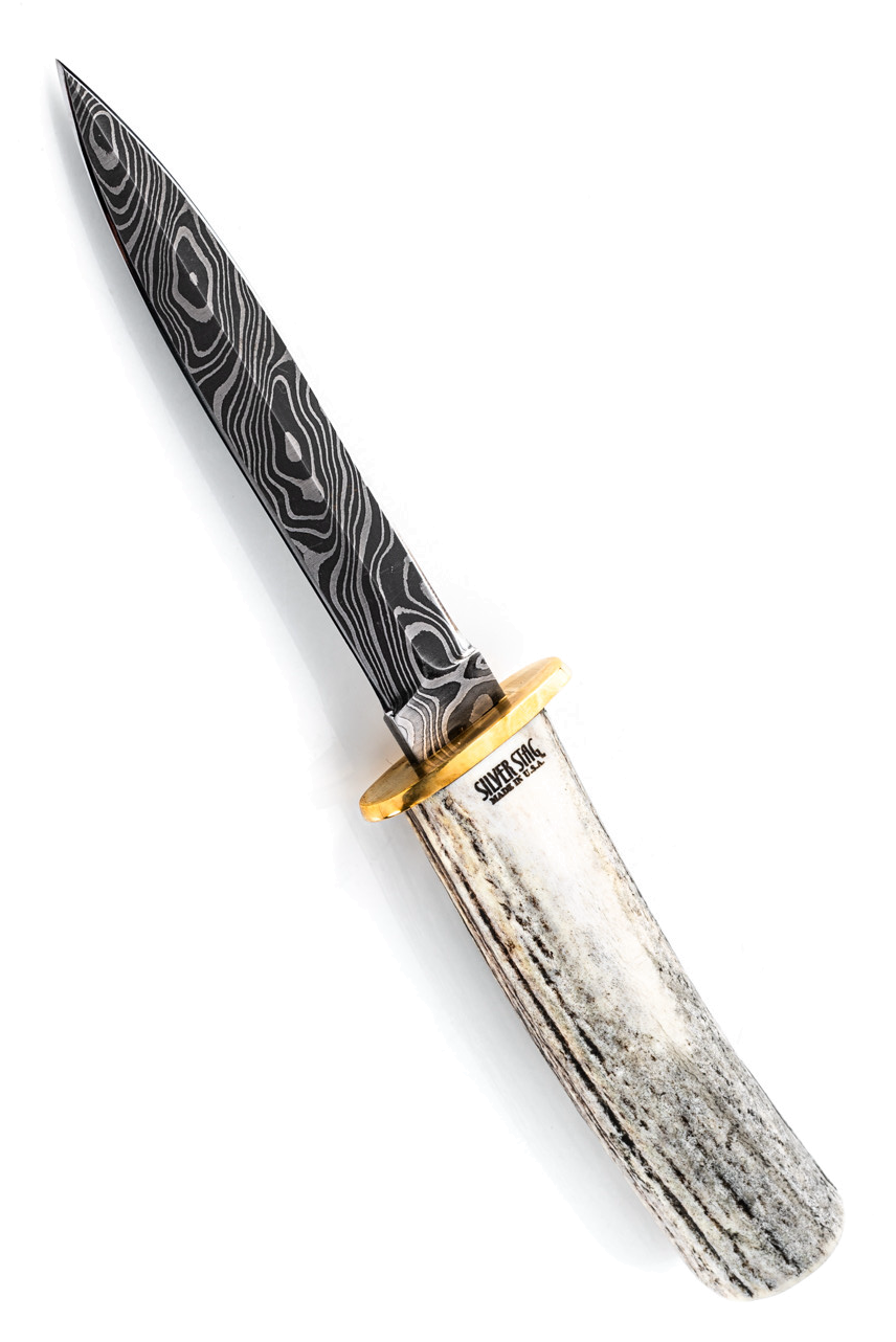 product image for Silver Stag Damascus Dagger Antler