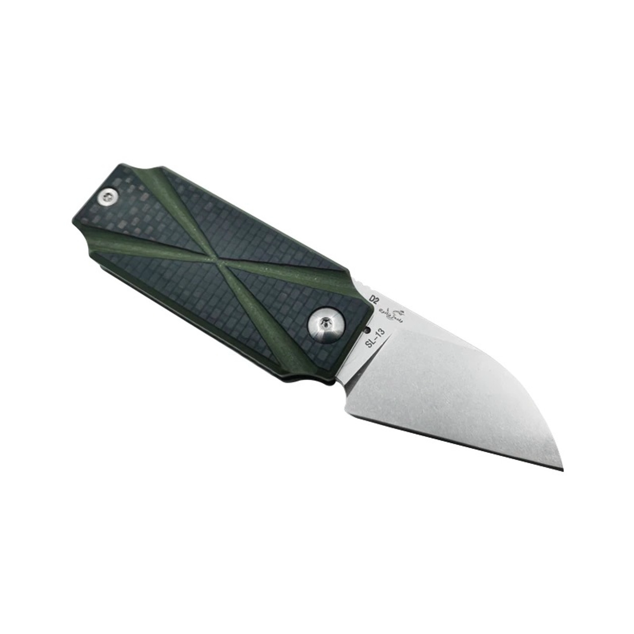 Sixleaf Folding Knife Black Carbon Fiber G10 Handle D2 Plain Edge SL-13