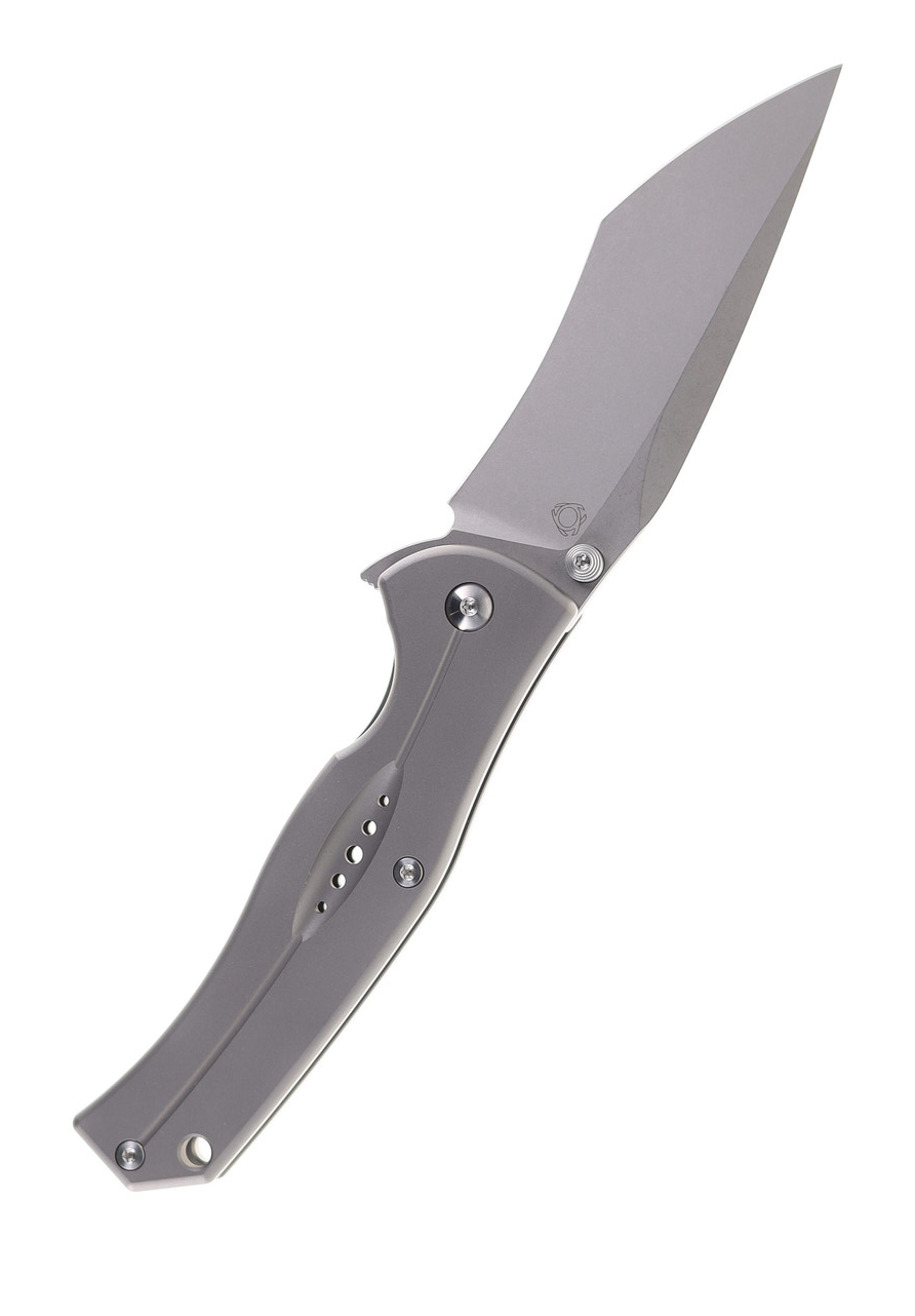 product image for Sixleaf Gray Titanium Flipper Folding Knife D2 Steel SL17