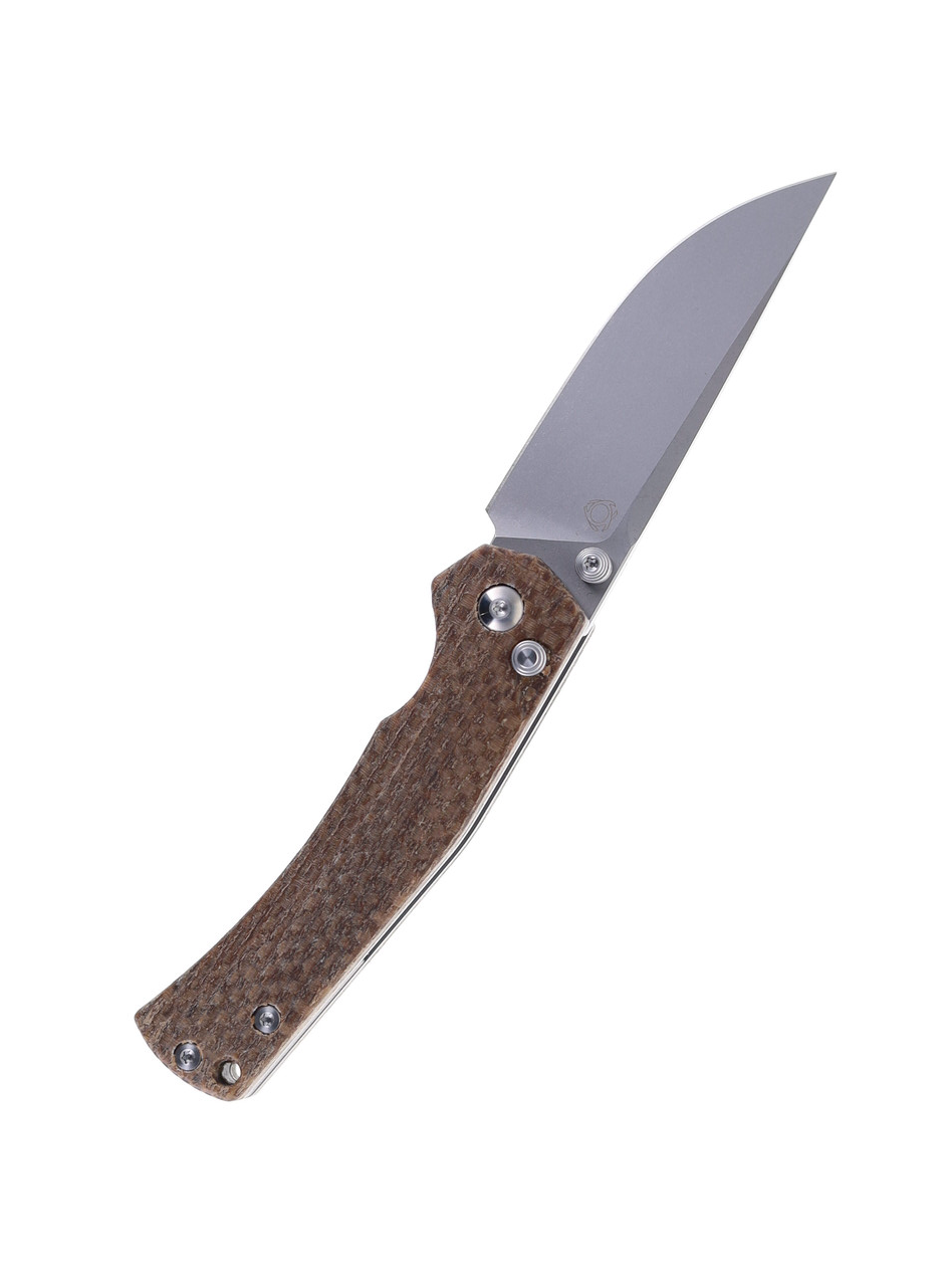 product image for SixLeaf Brown Micarta D-2 Steel Button Lock Folding Knife SL18