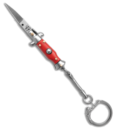 product image for SKM Italy Red Keychain Stiletto Automatic Knife 2.75" Satin Flat