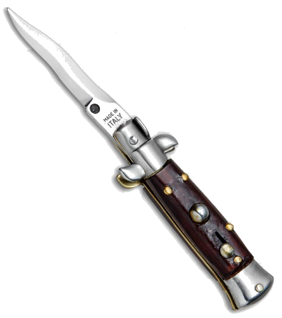 product image for SKM 4.5" Italian Stiletto Gonzo Wood Satin Clip Point Automatic Knife