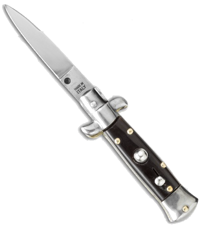 product image for SKM Italian Stiletto Automatic Knife Dark Horn 4.5" Satin Swedge