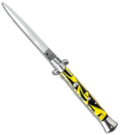 product image for SKM Italy 11" Killer Bee Acrylic Handle Automatic Stiletto Knife - Satin Dagger Blade