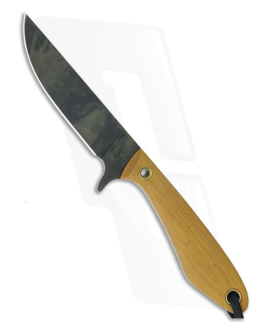 product image for Smith-Sons Spur 1095 Fixed Blade Natural Canvas Micarta EDC Knife