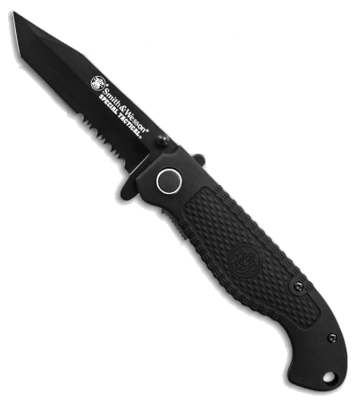 product image for Smith & Wesson Black Special Tactical Tanto Liner Lock Knife 3.5" Serrated