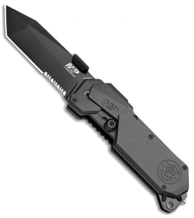product image for Smith & Wesson Black M.A.G.I.C. Tanto Spring Assisted Knife 4034 Steel Serrated Edge