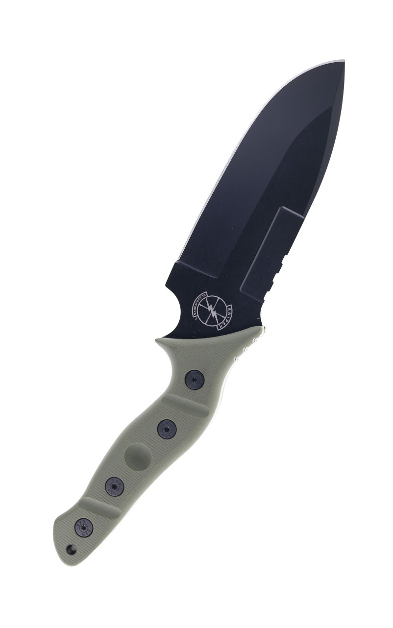 product image for Sniper-Bladeworks Mamu Fixed Blade Knife OD Green G10 Handle 420HC Black Blade