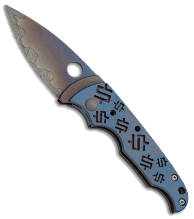 product image for Snody Knives Titanium Elite Friction Folder Blue Anodized
