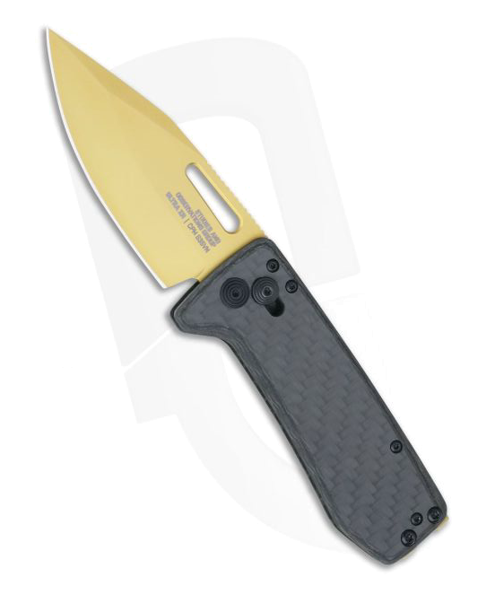 product image for SOG Ultra XR Black Carbon Fiber Gold CPM-S35VN Folding Knife