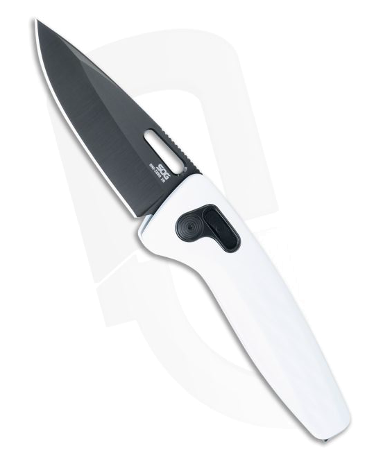 product image for SOG One Zero XR White Aluminum Handle Black TiNi S35VN Drop Point