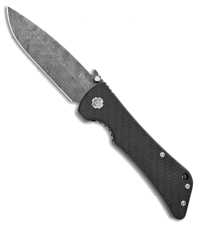 product image for Southern Grind Bad Monkey Carbon Fiber Damascus Drop Point Knife with Wave Feature