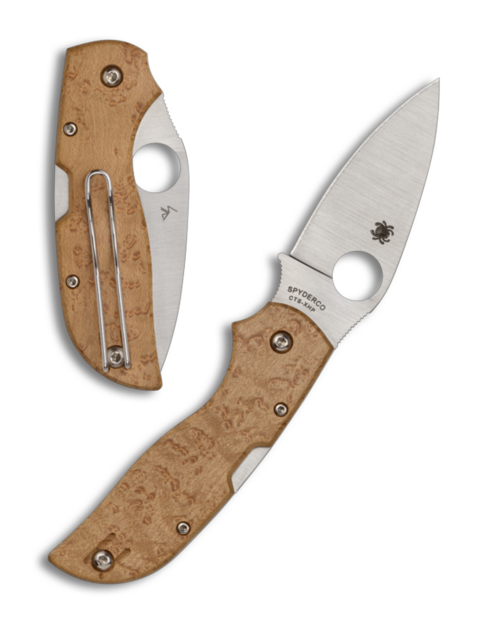 Spyderco Chaparral Lockback Knife Birdseye Maple 2 8 Satin C 152 WDP