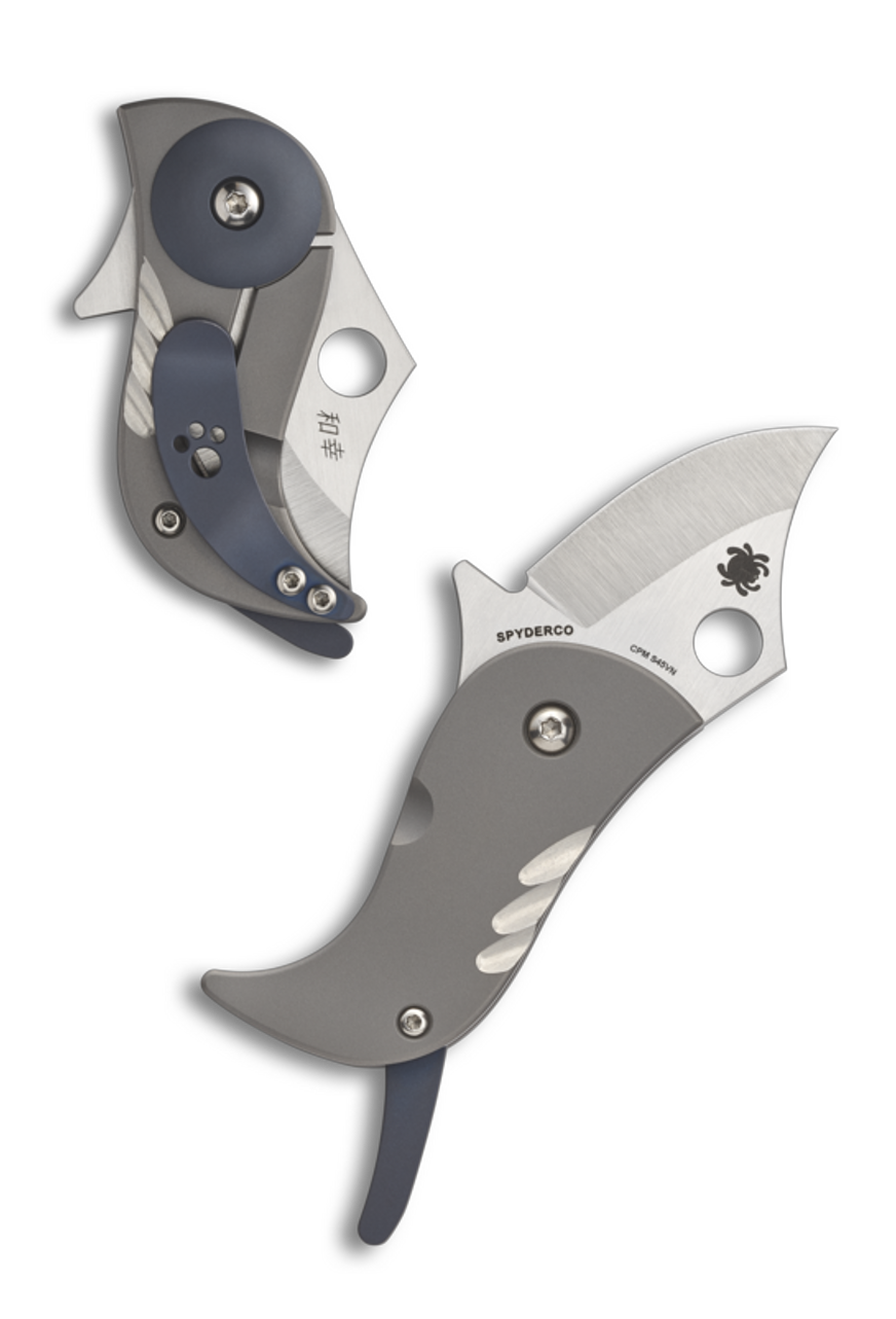 Spyderco Pochi Frame Lock Knife Titanium Silver S45VN
