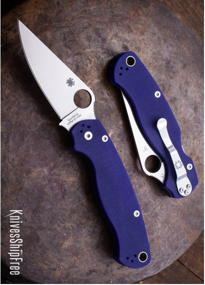 product image for Spyderco Paramilitary 2 C81GPDBL2 CPM S110V Dark Blue G-10 Handle