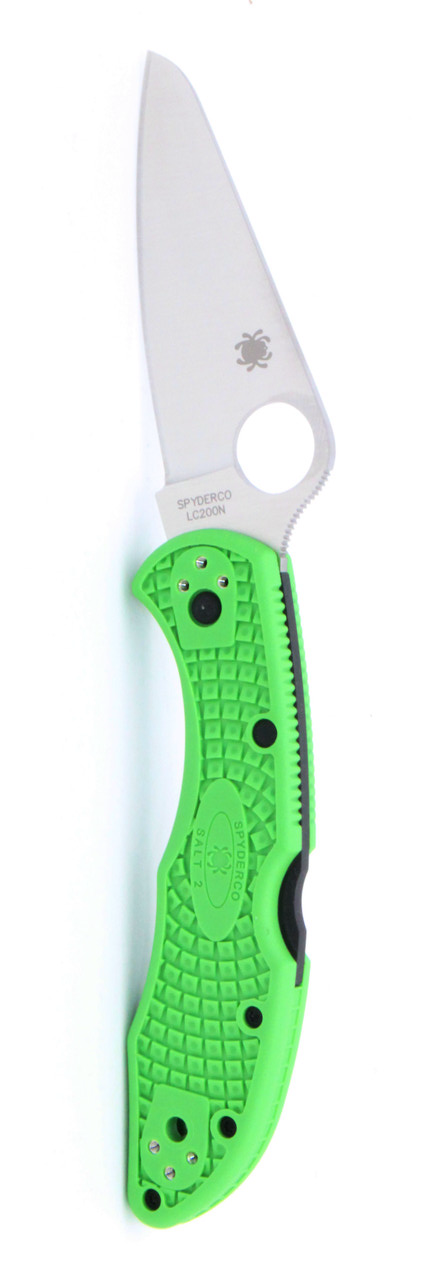 product image for Spyderco Salt 2 Green FRN LC200N Plain Edge Lockback Knife C88FPGR2