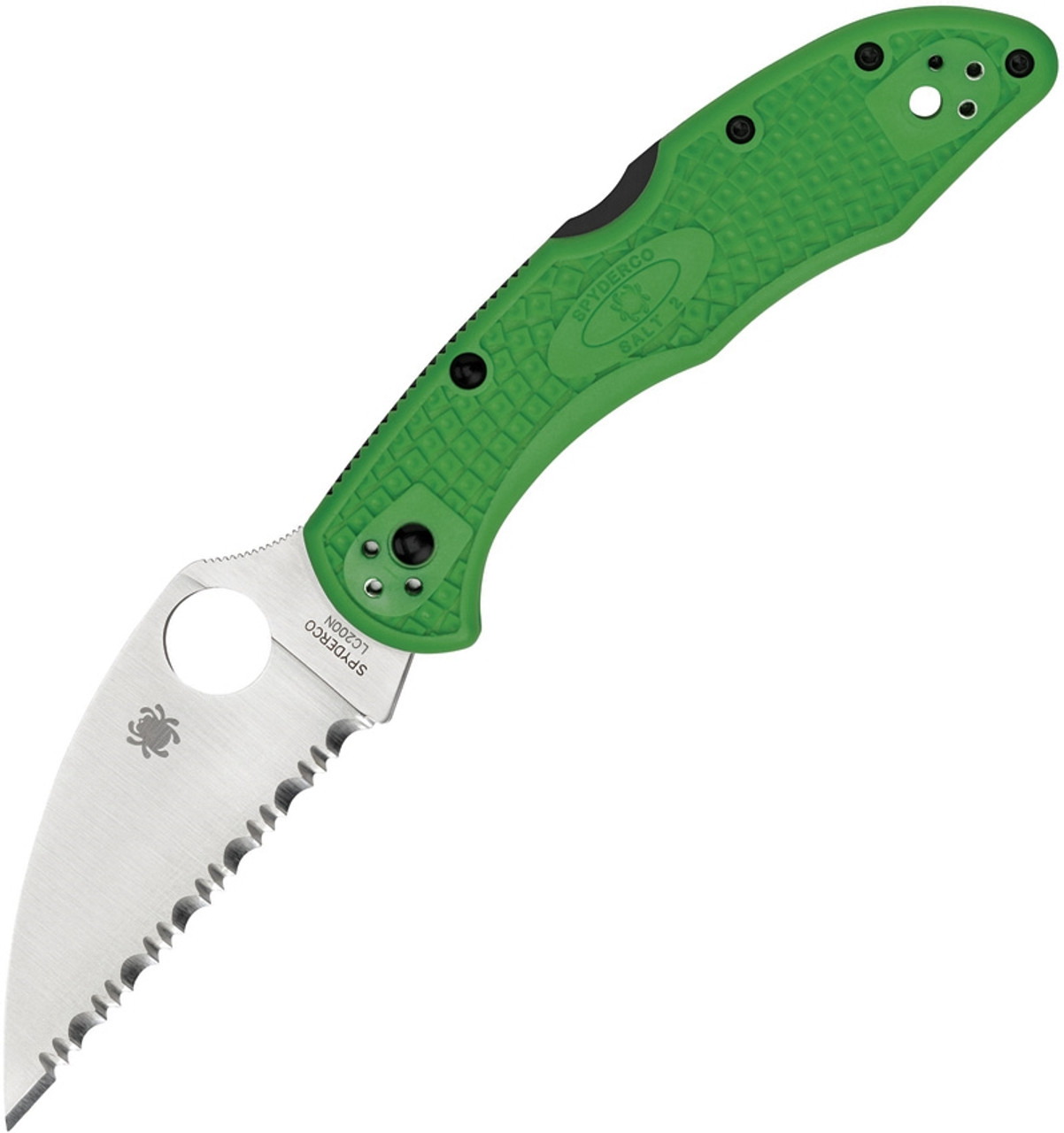 Spyderco Salt 2 Green FRN Wharncliffe Serrated Edge Knife LC200N C88FSWCGR2 product image