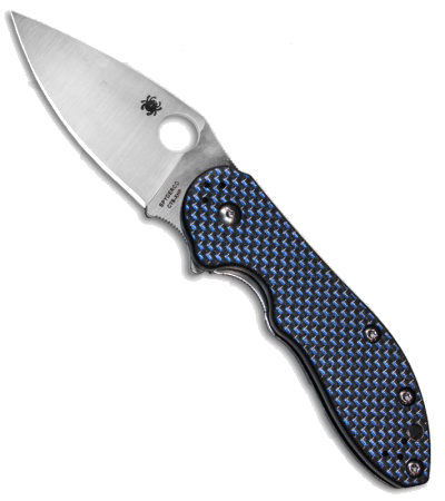 Spyderco Domino Blue Weave Carbon Fiber CTS XHP Steel Flipper Knife C172CFBLTIP product image