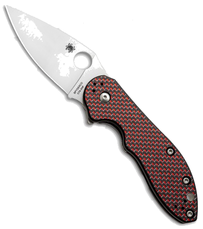 Spyderco Domino Red Weave Carbon Fiber CTS-XHP Steel Flipper Knife C172CFRDTIP